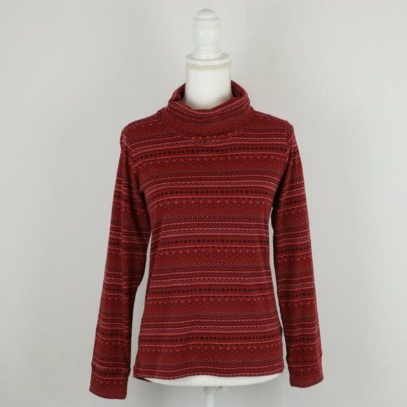 Columbia Drifting Snow Women's Medium Red Black Long Sleeve Knit Turtleneck Top - Picture 1 of 8